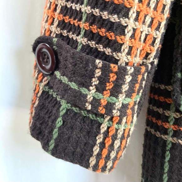 VNTG Nick and Mo retro wool blend brown woven tartan plaid coat. SZ M - Picture 4 of 11